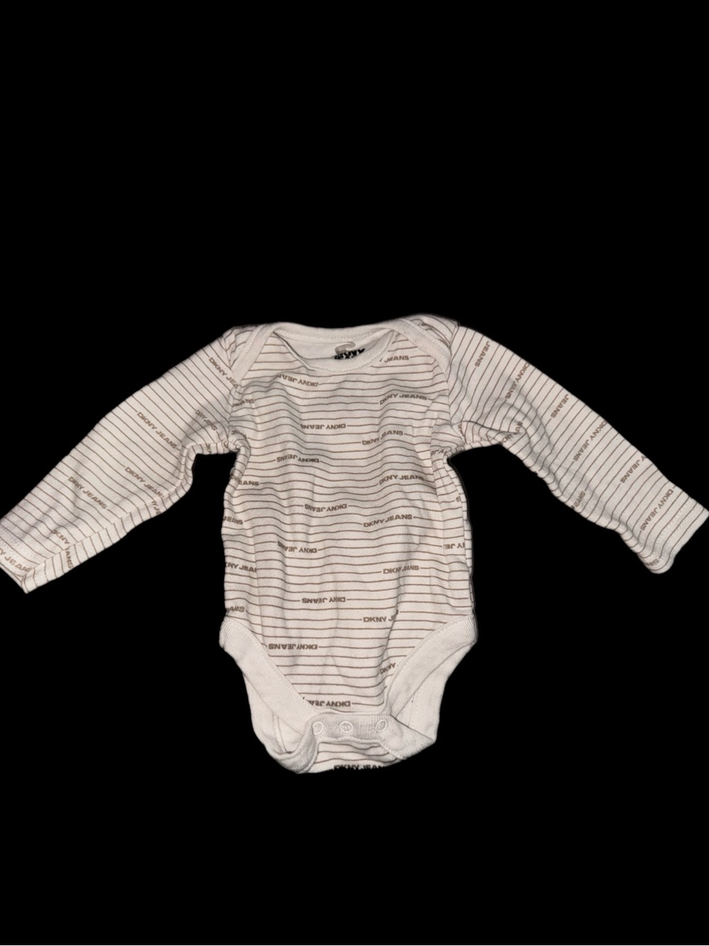 DKNY White Striped Long-Sleeve Baby Bodysuit
